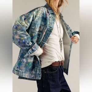 NWOT We the Free People Painted Denim Utility Jacket - Multicolor